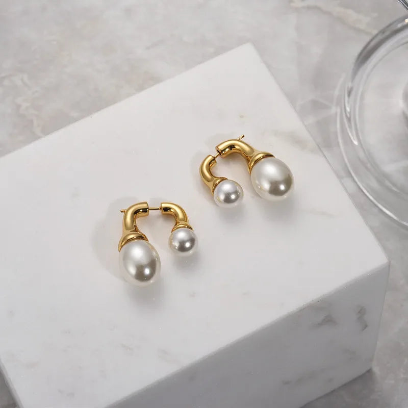 Modern Design Faux Pearl Earrings