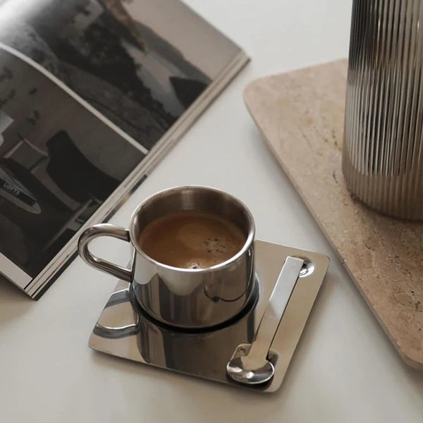 3 Piece Stainless Steel Coffee Cup Set