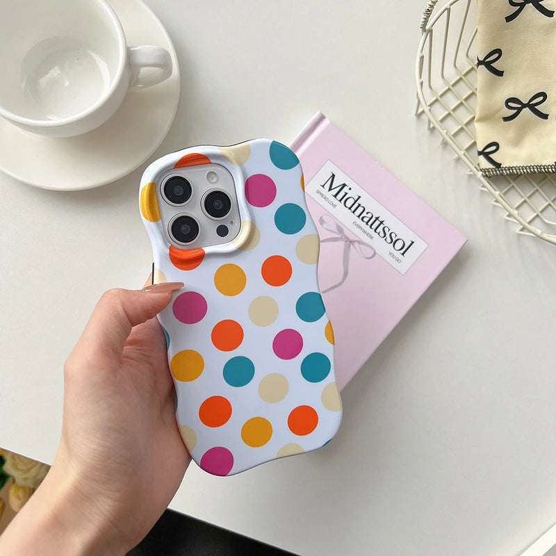Cute Pastel Glossy Polka Dots iPhone Cases