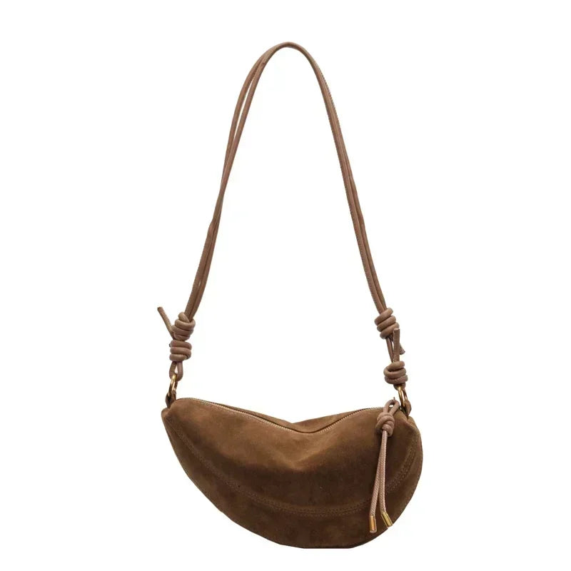 Faux Suede Crossbody Shoulder Bag
