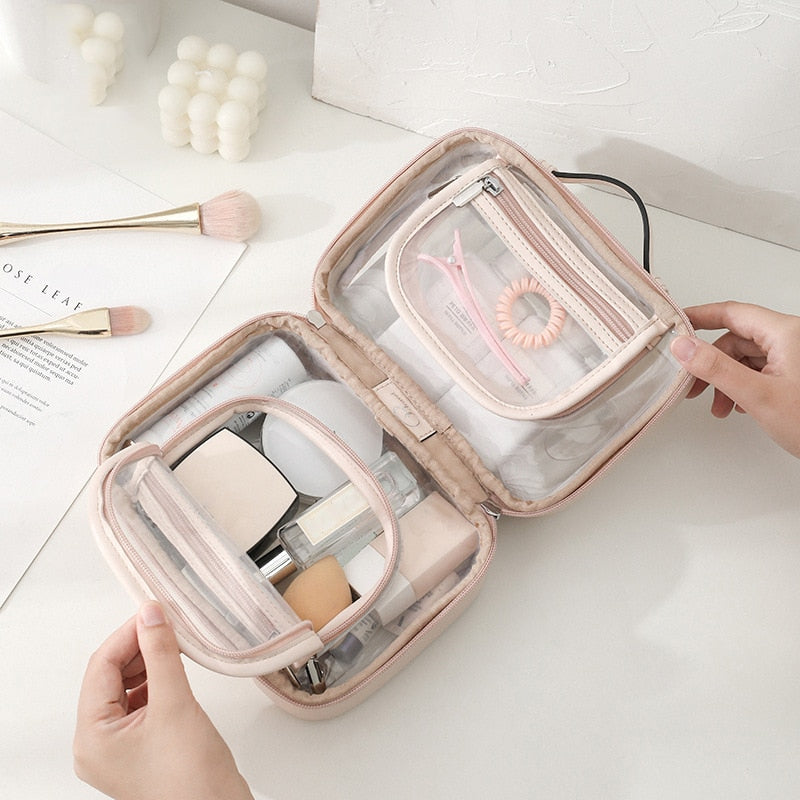 Clear Waterproof Double Layer Cosmetic Travel Bag