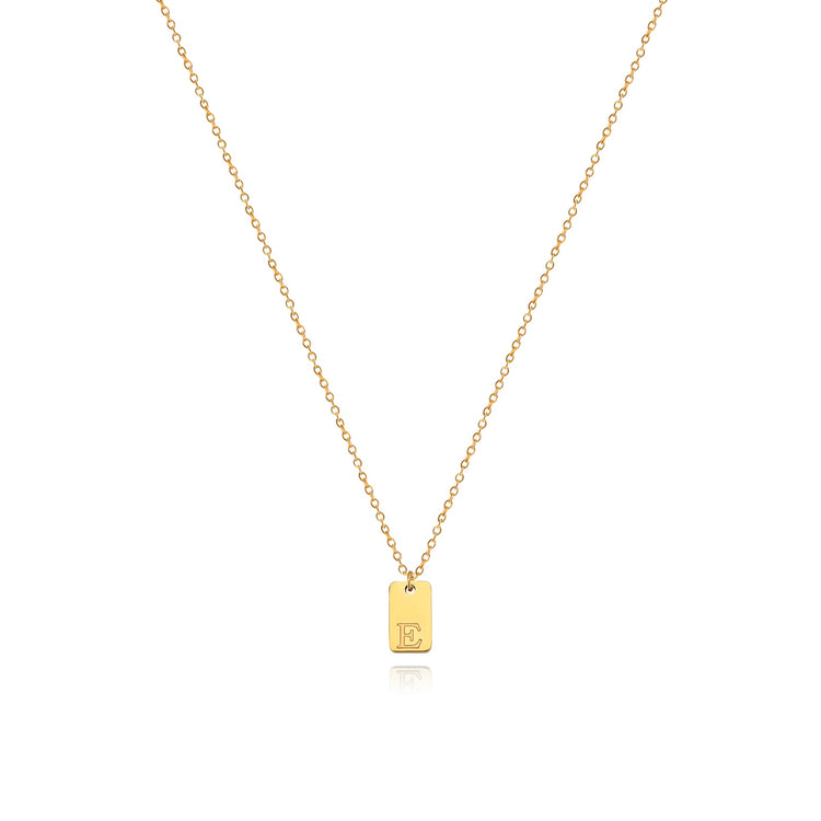 Waterproof Small Square Initial Letter Gold Plated Necklace