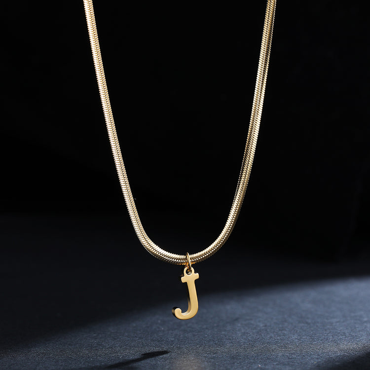 A-Z Alphabet Gold Plated Stainless Steel Pendant Necklace