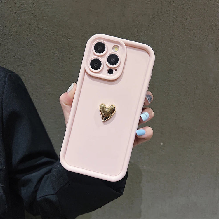 3D Gold Heart Soft Silicone iPhone Case