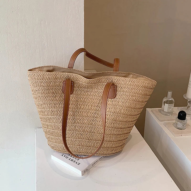 Large Capacity Straw Woven Summer Shoulder Bag