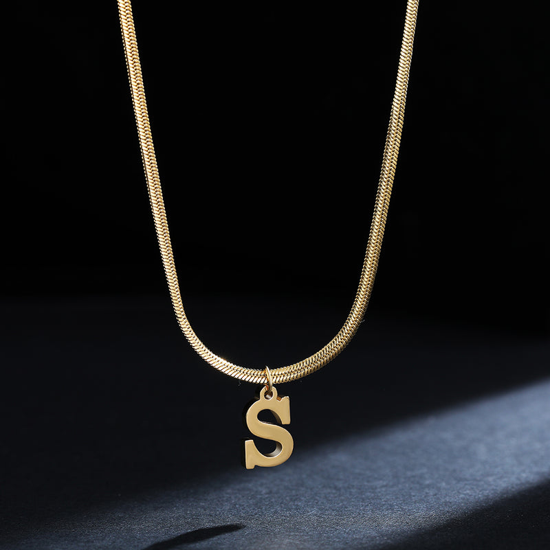 A-Z Alphabet Gold Plated Stainless Steel Pendant Necklace