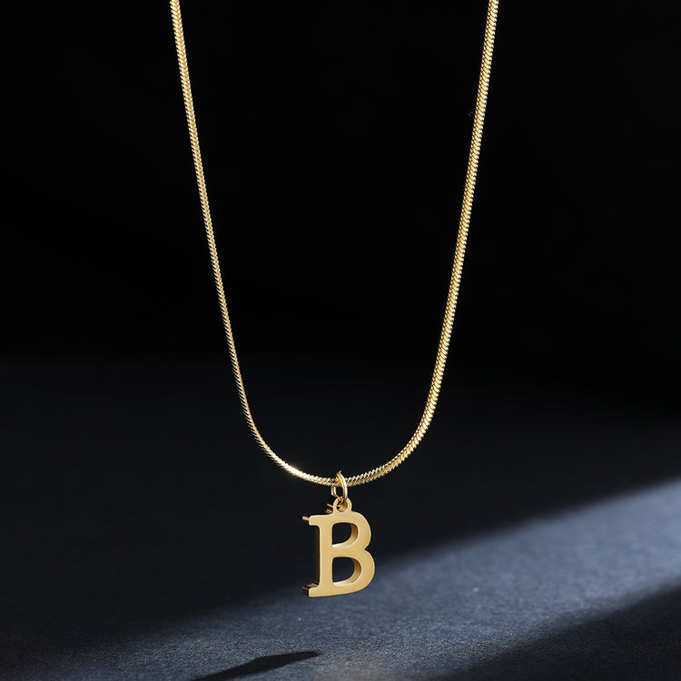 A-Z Alphabet Gold Plated Stainless Steel Pendant Necklace