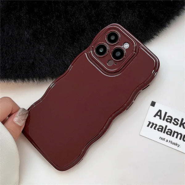 Wine Red Wavy Shockproof iPhone Case