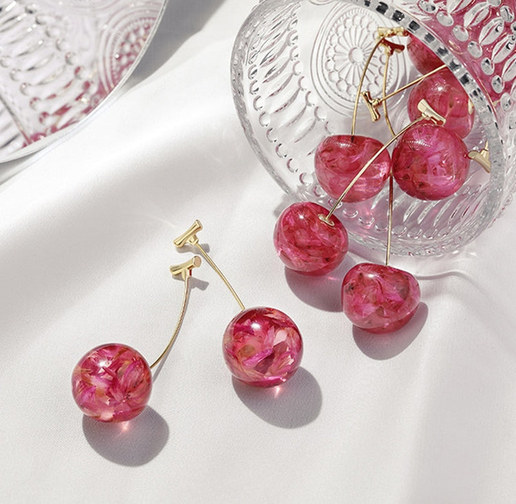 Cute Cherry Long Drop Earrings