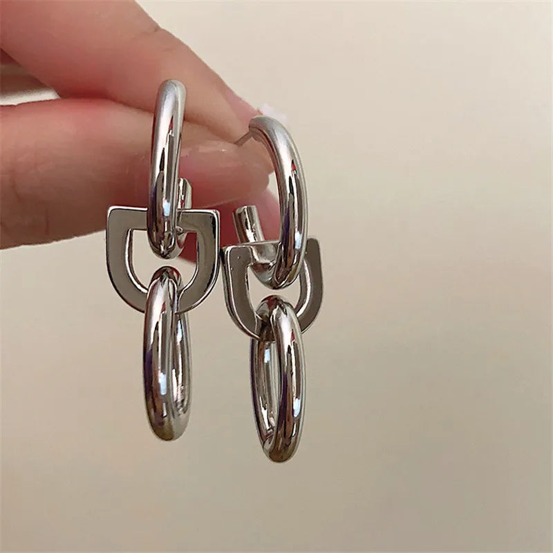 Irregular Pendant Hoop Statement Earrings