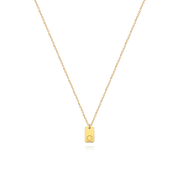 Waterproof Small Square Initial Letter Gold Plated Necklace