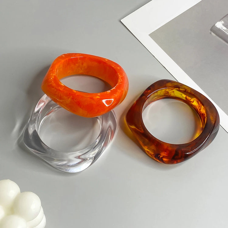 Retro Irregular Acrylic Resin Chunky Bangles