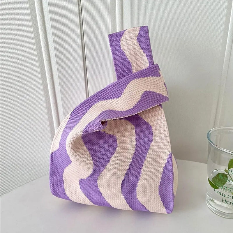 Wavy Stripes Pastel Knot Wrist Handbags