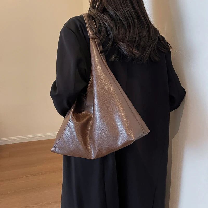 Simple Faux Leather Underarm Shoulder Bag