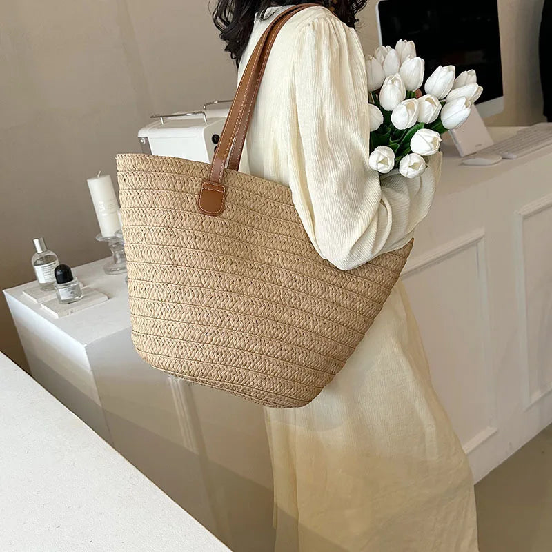 Large Capacity Straw Woven Summer Shoulder Bag