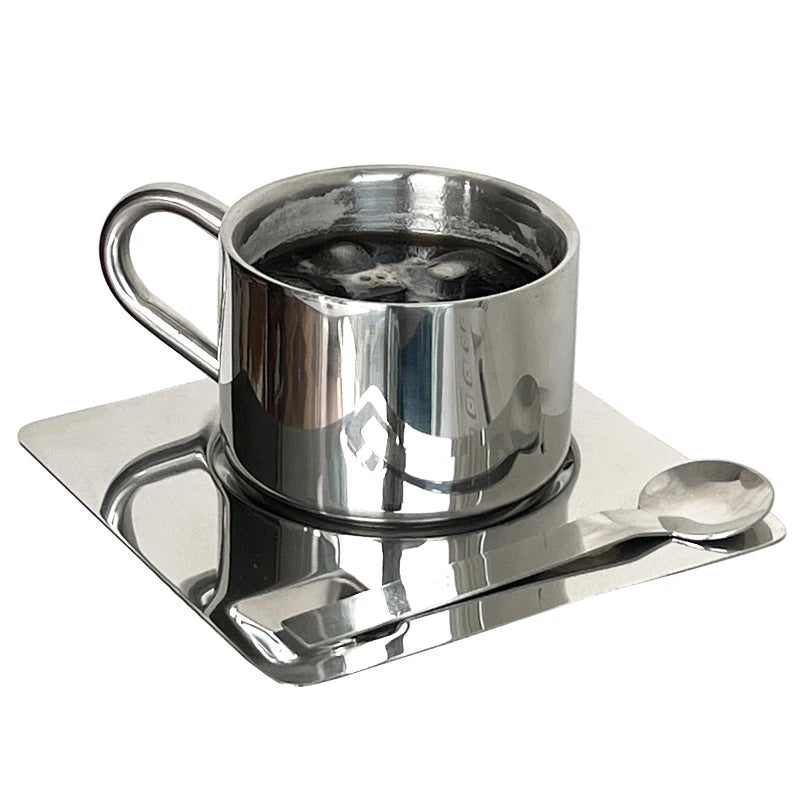 3 Piece Stainless Steel Coffee Cup Set
