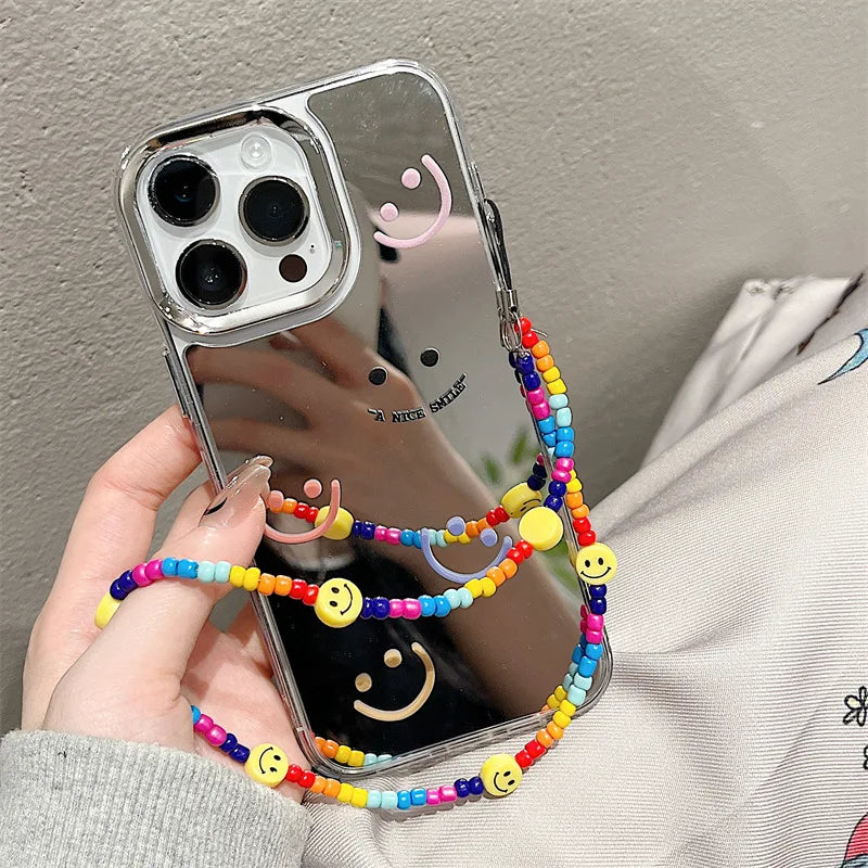 Cute Mirror Smiley Printed Charm Phone Case