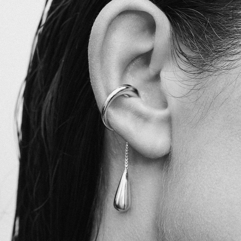 Trendy C-Shaped Teardrop Tassel Ear Cuff