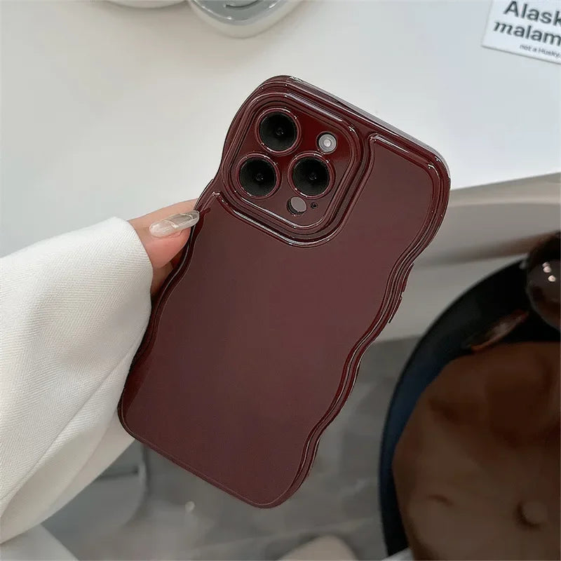 Wine Red Wavy Shockproof iPhone Case