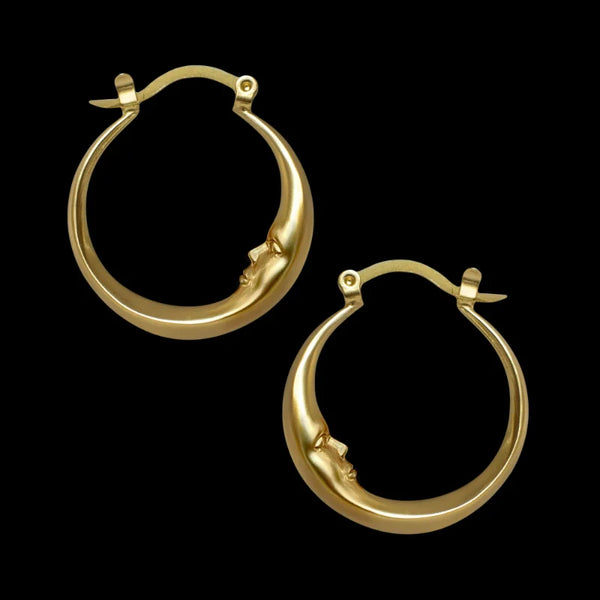 Vintage Style Moon Hoop Earrings