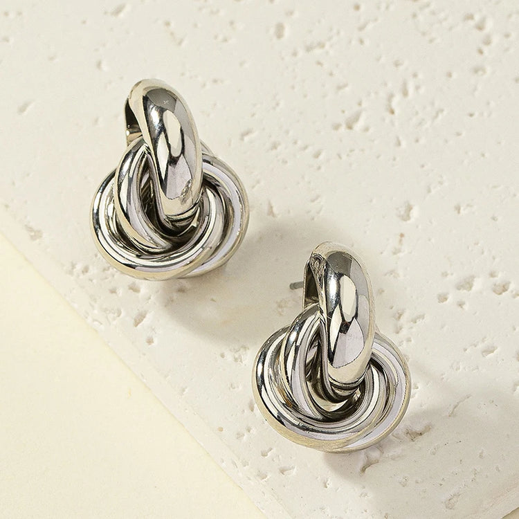 Gold Silver Everyday Wear Knot Hoop Earrings