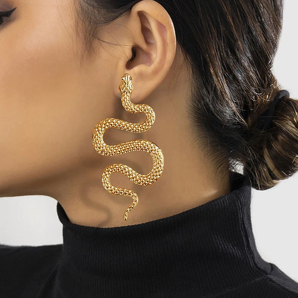 Avant-Garde Exaggerated Snake Shaped Statement Earrings