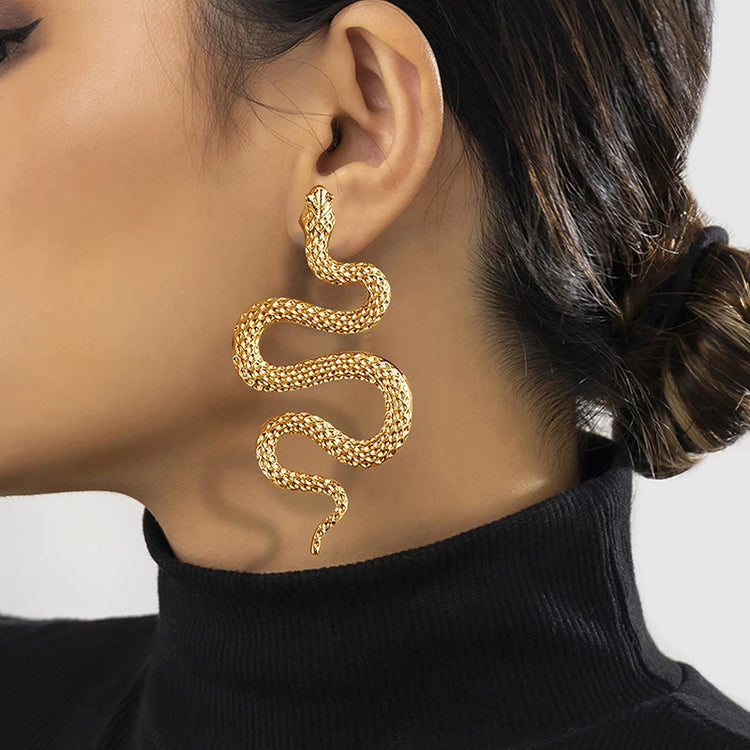 Avant-Garde Exaggerated Snake Shaped Statement Earrings