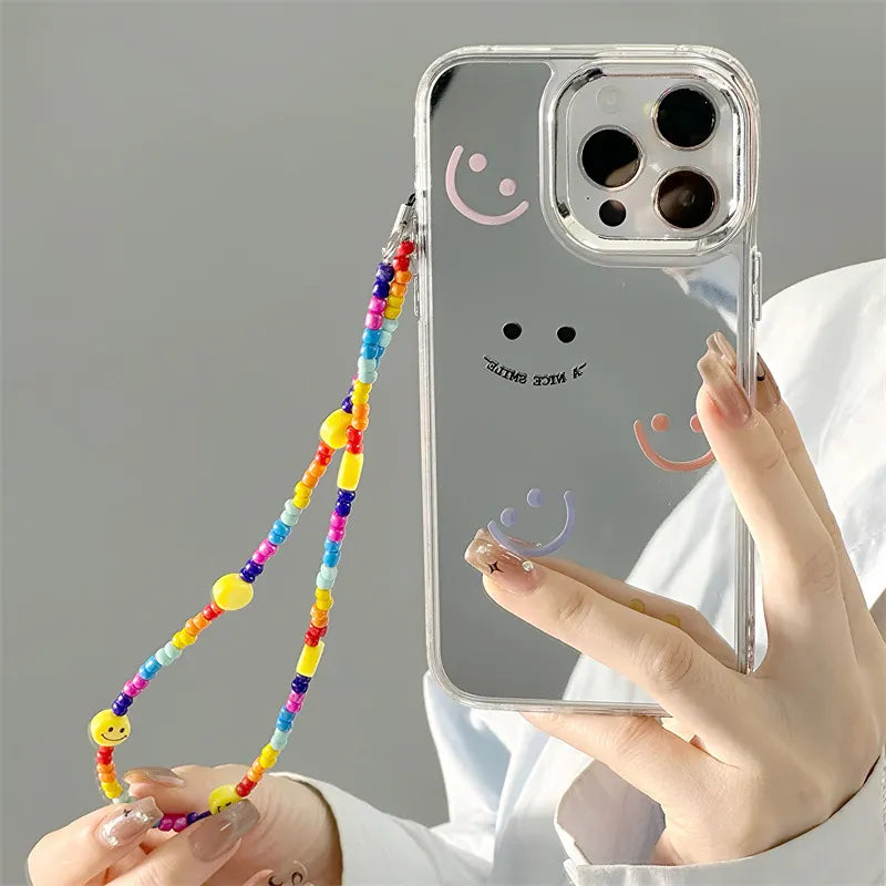 Cute Mirror Smiley Printed Charm Phone Case