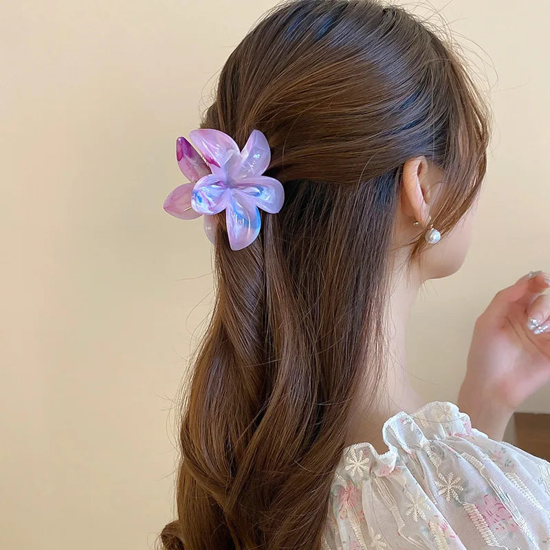 Acrylic Marble Texture Flower Hair Clip