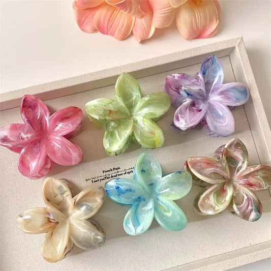 Acrylic Marble Texture Flower Hair Clip