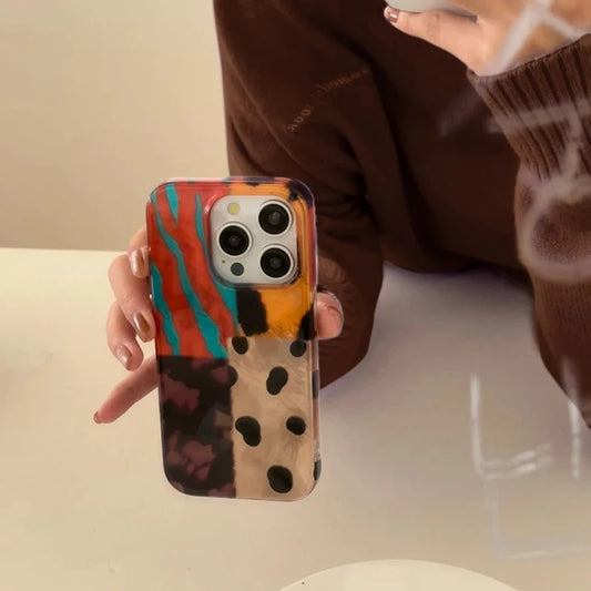 Retro Four-Color Leopard Pattern iPhone Case