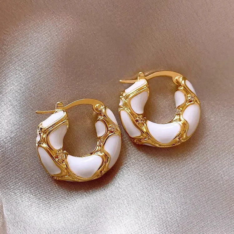 Vintage Style Textured Hoop Earrings