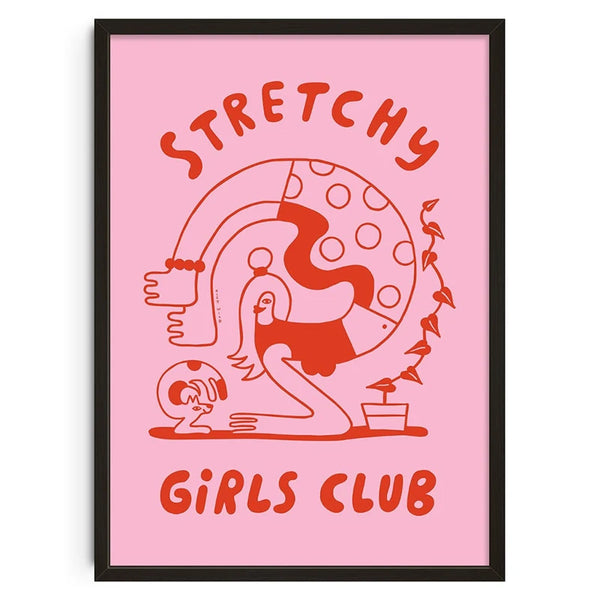 Pink Vintage Pilates Yoga Stretchy Girl Canvas Poster ( +more sizes)