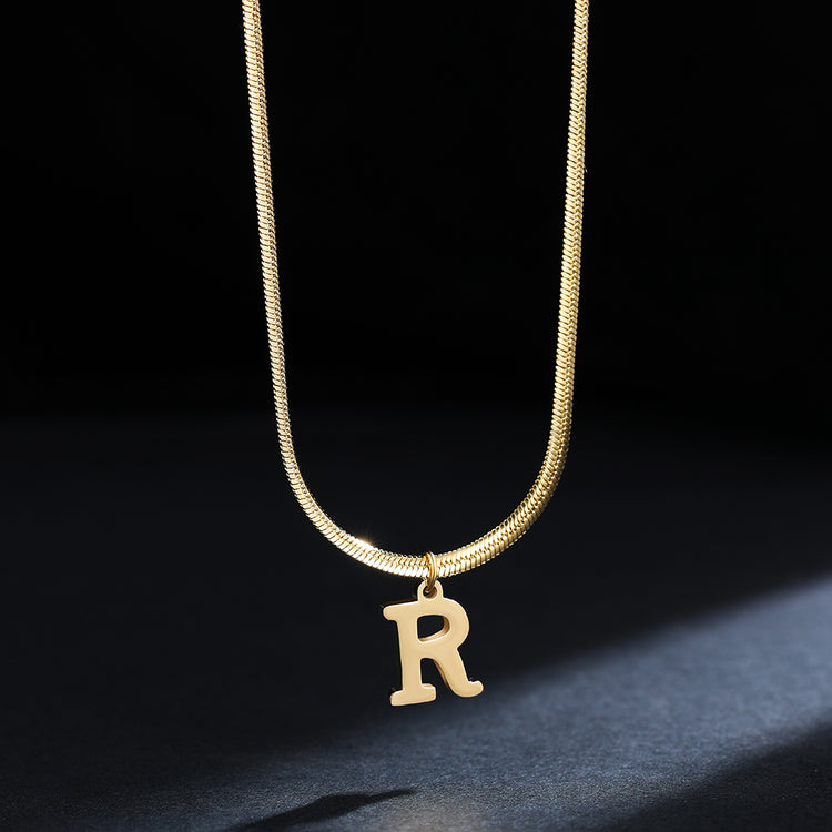 A-Z Alphabet Gold Plated Stainless Steel Pendant Necklace