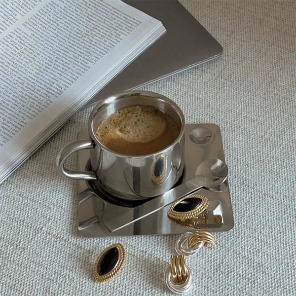 3 Piece Stainless Steel Coffee Cup Set