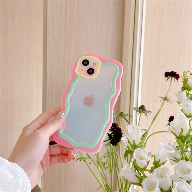 Cute Pastel Candy Color Gradient Wavy iPhone Case