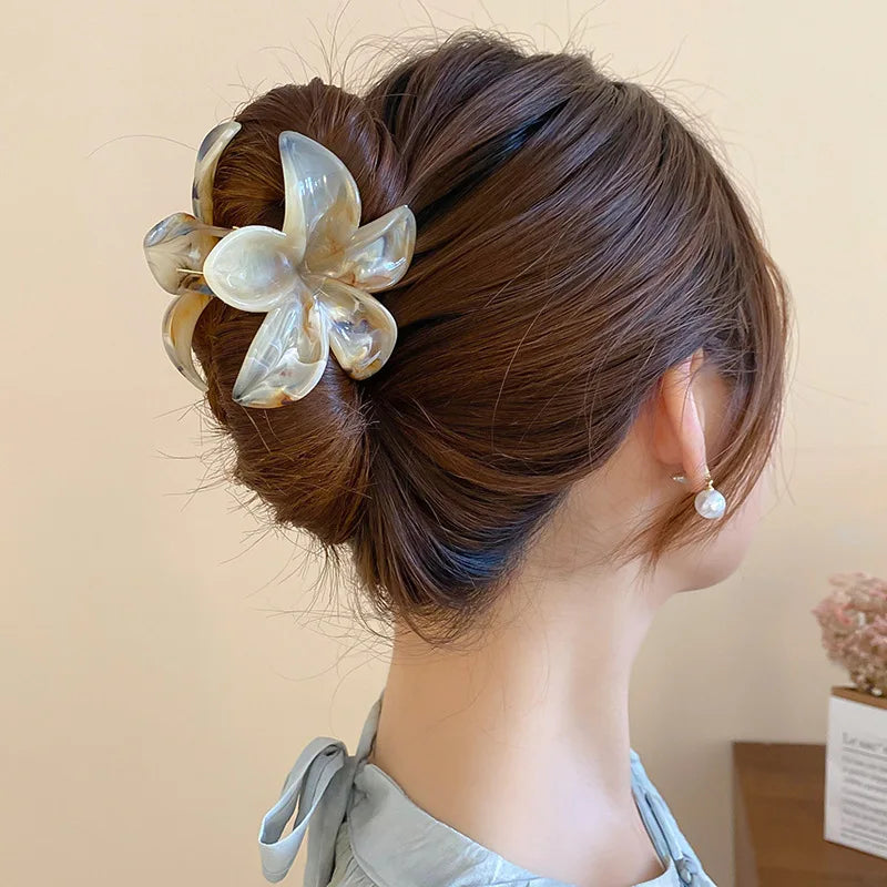 Acrylic Marble Texture Flower Hair Clip