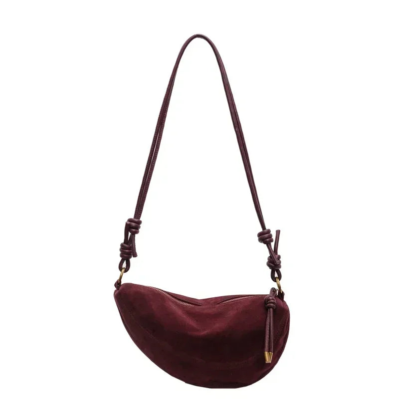 Faux Suede Crossbody Shoulder Bag