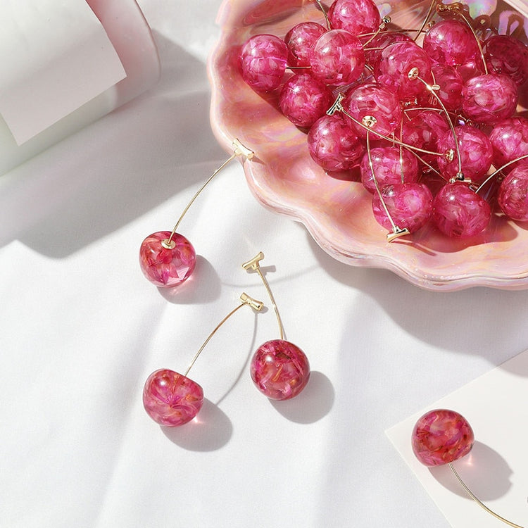 Cute Cherry Long Drop Earrings