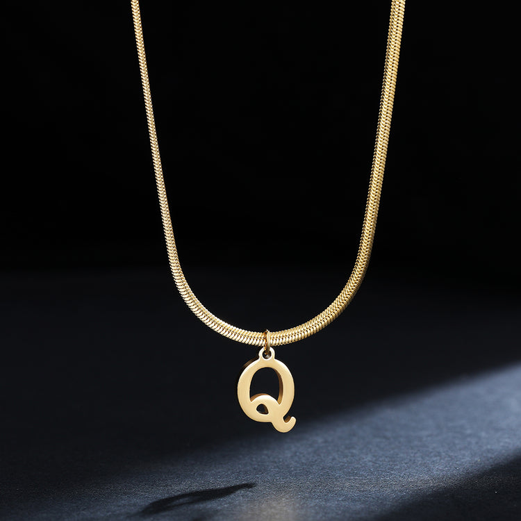 A-Z Alphabet Gold Plated Stainless Steel Pendant Necklace