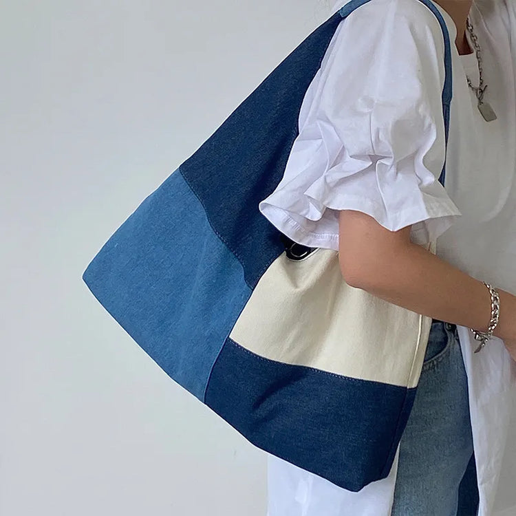 Patchwork Denim Y2K Style Shoulder Bag