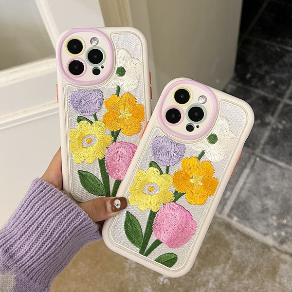 Shockproof Camera Protective Embroidery iPhone Case