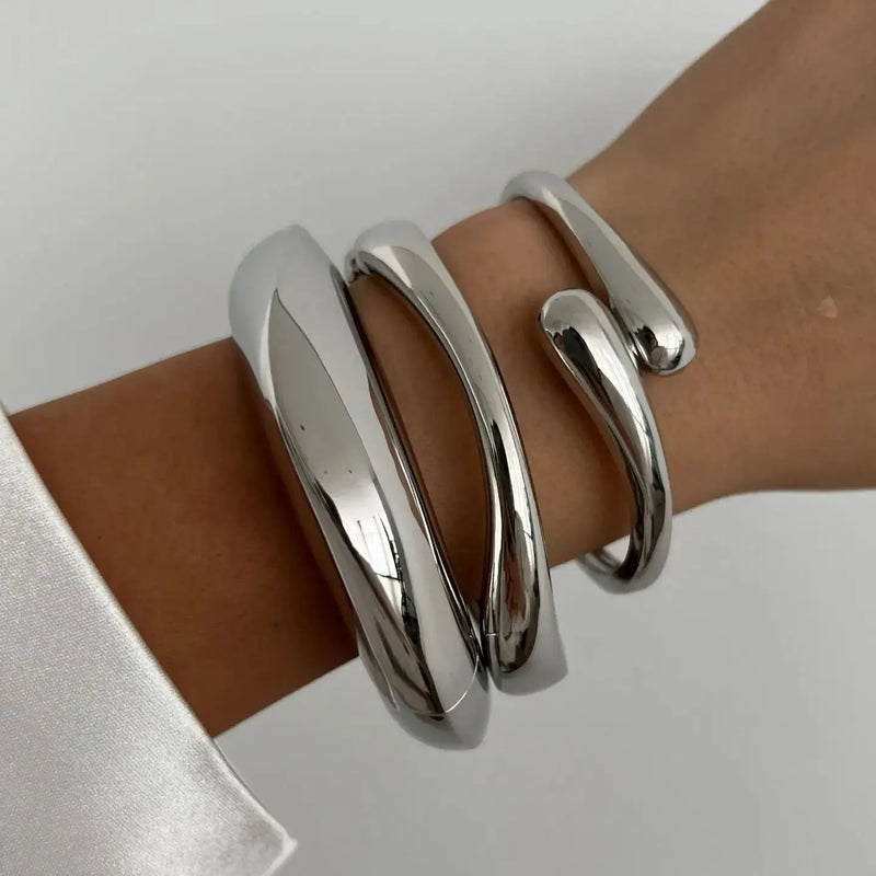 Intricate Retro Metal Cuff Bangles - Set of 3