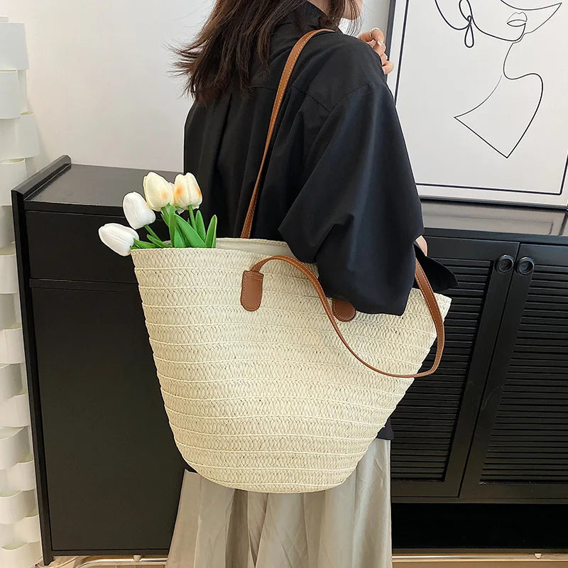 Large Capacity Straw Woven Summer Shoulder Bag