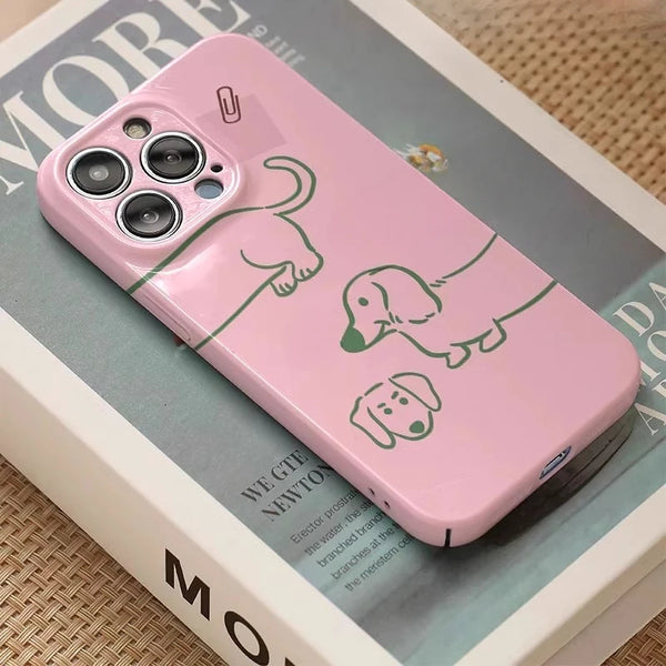 Simple Pink Dachshund Protective Shockproof Case for iPhone