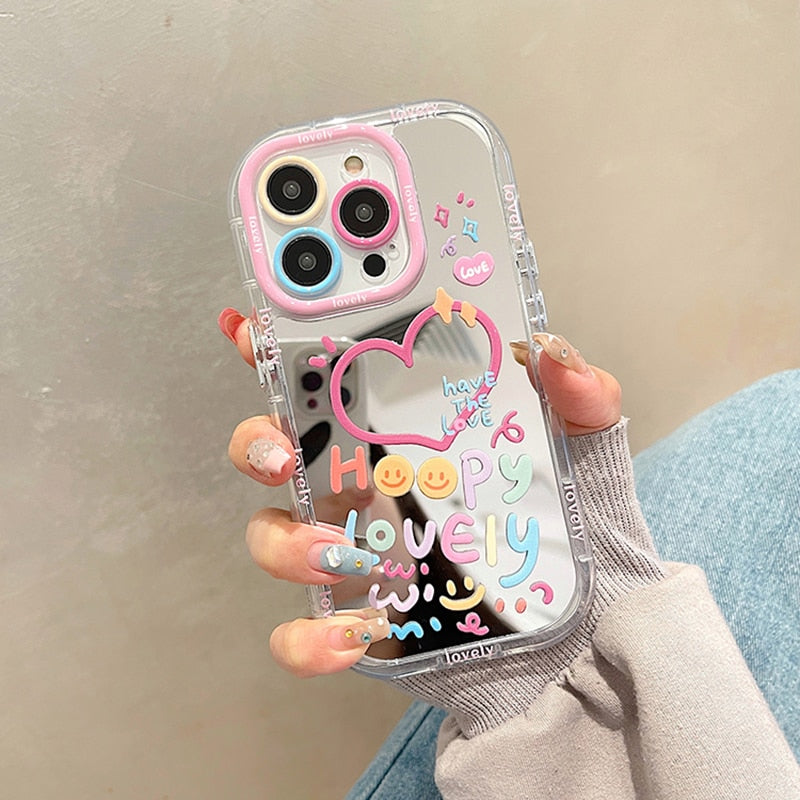 Cute Kawaii Heart Mirror iPhone Case