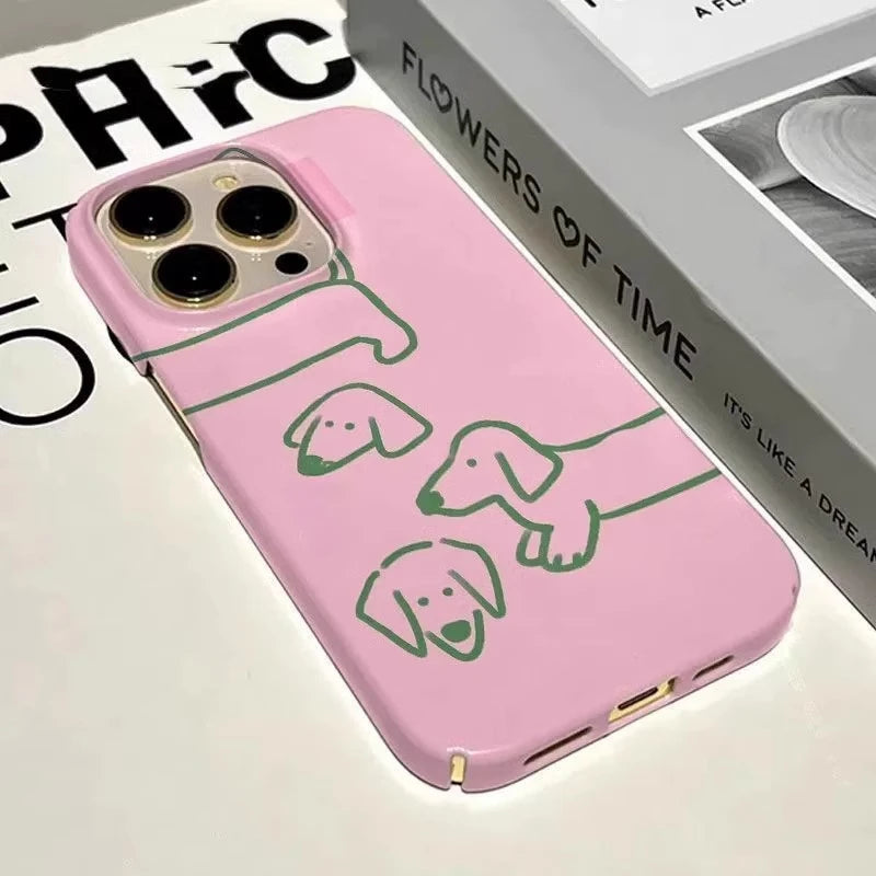 Simple Pink Dachshund Protective Shockproof Case for iPhone