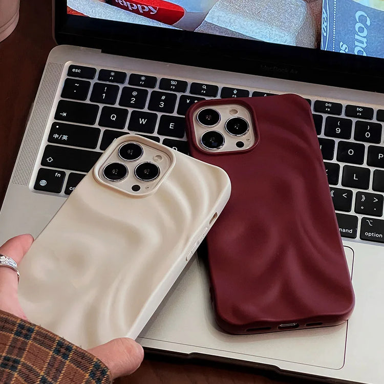 Wine Red 3D Wrinkle Soft iPhone Case