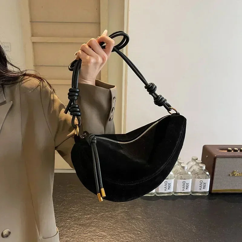 Faux Suede Crossbody Shoulder Bag