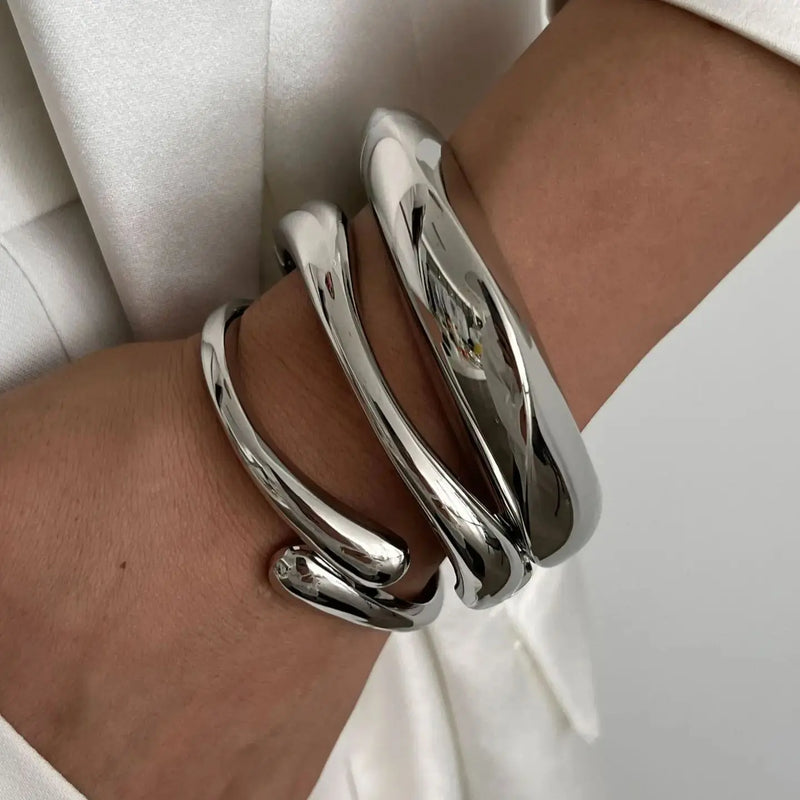 Intricate Retro Metal Cuff Bangles - Set of 3